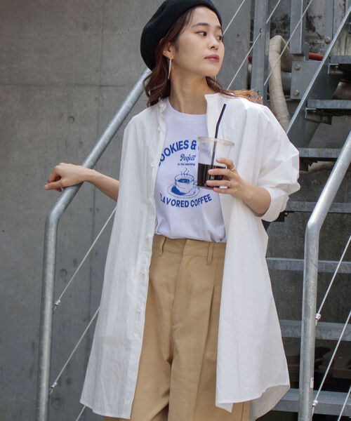 GLOSTER（グロスター）の「【GLOSTER/グロスター】フライフロント ロングシャツ（シャツ/ブラウス・メンズ・ブラック/オフホワイト/サックスブルー・MEDIUM/LARGE）」の2枚目の写真