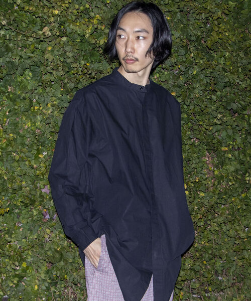 GLOSTER（グロスター）の「【GLOSTER/グロスター】フライフロント ロングシャツ（シャツ/ブラウス・メンズ・ブラック/オフホワイト/サックスブルー・MEDIUM/LARGE）」の3枚目の写真