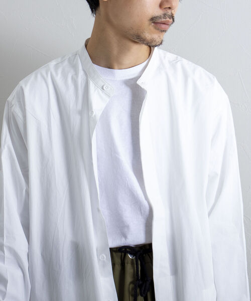 GLOSTER（グロスター）の「【GLOSTER/グロスター】フライフロント ロングシャツ（シャツ/ブラウス・メンズ・ブラック/オフホワイト/サックスブルー・MEDIUM/LARGE）」の4枚目の写真