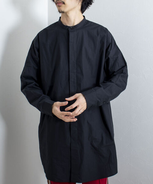 GLOSTER（グロスター）の「【GLOSTER/グロスター】フライフロント ロングシャツ（シャツ/ブラウス・メンズ・ブラック/オフホワイト/サックスブルー・MEDIUM/LARGE）」の18枚目の写真