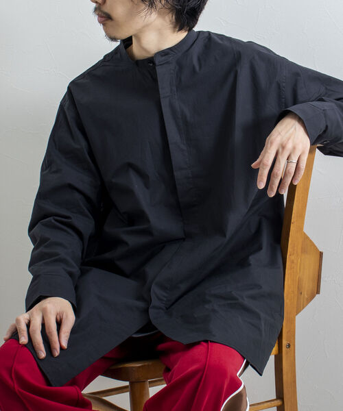 GLOSTER（グロスター）の「【GLOSTER/グロスター】フライフロント ロングシャツ（シャツ/ブラウス・メンズ・ブラック/オフホワイト/サックスブルー・MEDIUM/LARGE）」の19枚目の写真