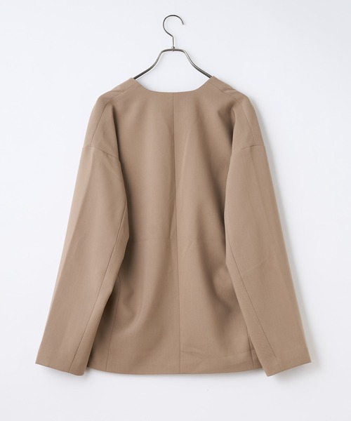 CIAOPANIC（チャオパニック）の「【セットアップで着用可能】TRノーカラー比翼ジャケット（ノーカラージャケット・メンズ・ブラック/ベージュ/グレー・MEDIUM/LARGE）」の4枚目の写真