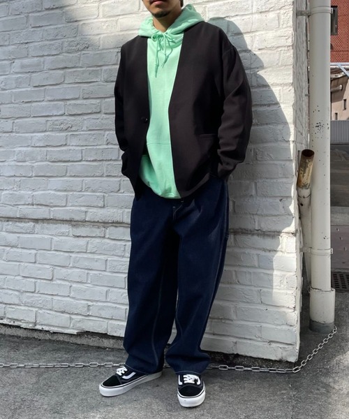 CIAOPANIC（チャオパニック）の「【セットアップで着用可能】TRノーカラー比翼ジャケット（ノーカラージャケット・メンズ・ブラック/ベージュ/グレー・MEDIUM/LARGE）」の14枚目の写真