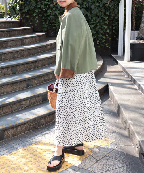 fredy repit（フレディレピ）の「配色衿 ショートブルゾン（ブルゾン・レディース・ベージュ/カーキ・38）」の5枚目の写真