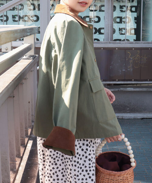 fredy repit（フレディレピ）の「配色衿 ショートブルゾン（ブルゾン・レディース・ベージュ/カーキ・38）」の9枚目の写真