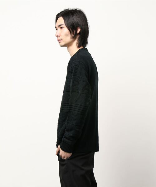 LUXE/R GOLF（ラグジュ ゴルフ）の「【LUXE/R GOLF】3D ロゴ ジャガード ニット プルオーバー(RMS)（ニット/セーター・メンズ・ブラック/オフホワイト/イエロー・MEDIUM/LARGE）」の4枚目の写真