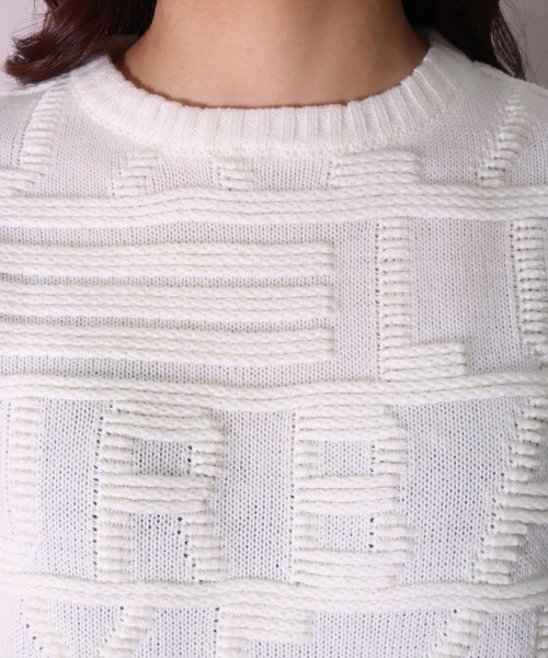 LUXE/R GOLF（ラグジュ ゴルフ）の「【LUXE/R GOLF】3D ロゴ ジャガード ニット プルオーバー(RMS)（ニット/セーター・メンズ・ブラック/オフホワイト/イエロー・MEDIUM/LARGE）」の22枚目の写真