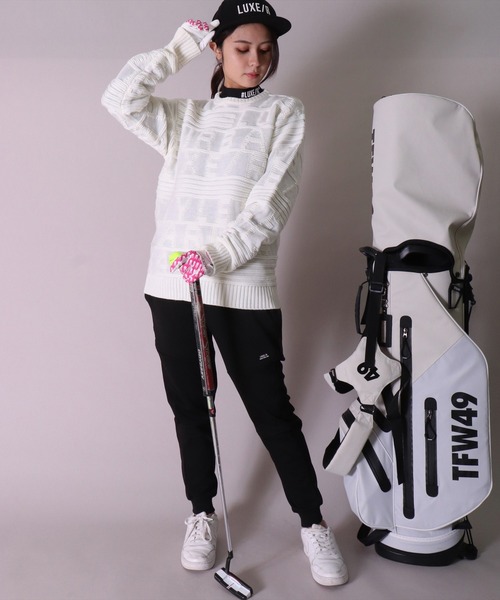 LUXE/R GOLF（ラグジュ ゴルフ）の「【LUXE/R GOLF】3D ロゴ ジャガード ニット プルオーバー(RMS)（ニット/セーター・メンズ・ブラック/オフホワイト/イエロー・MEDIUM/LARGE）」の6枚目の写真