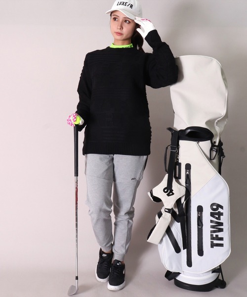 LUXE/R GOLF（ラグジュ ゴルフ）の「【LUXE/R GOLF】3D ロゴ ジャガード ニット プルオーバー(RMS)（ニット/セーター・メンズ・ブラック/オフホワイト/イエロー・MEDIUM/LARGE）」の7枚目の写真