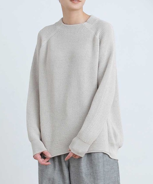 Plantation(プランテーション)の「コットンリブニット(ニット/セーター・レディース・ベージュ/ネイビー/イエロー・M size)」の1枚目の写真