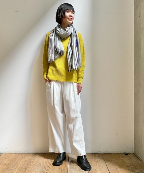 Plantation(プランテーション)の「コットンリブニット(ニット/セーター・レディース・ベージュ/ネイビー/イエロー・M size)」の8枚目の写真