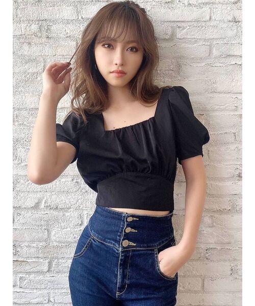 RESEXXY(リゼクシー)の「バックオープンスクエアブラウス(シャツ/ブラウス・レディース・アイボリー/その他1/ブラック/イエロー・FREE)」の3枚目の写真