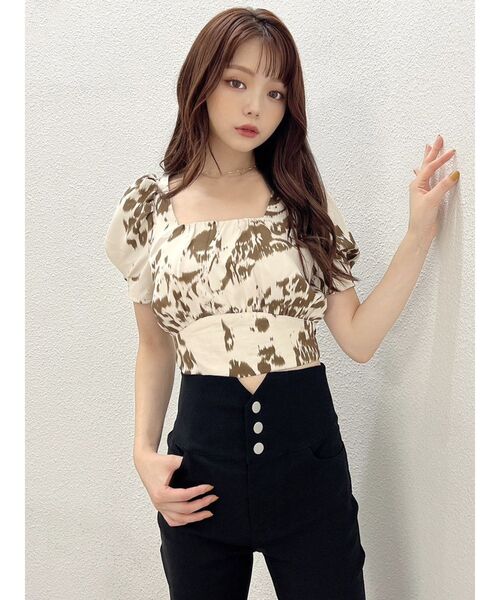 RESEXXY(リゼクシー)の「バックオープンスクエアブラウス(シャツ/ブラウス・レディース・アイボリー/その他1/ブラック/イエロー・FREE)」の6枚目の写真