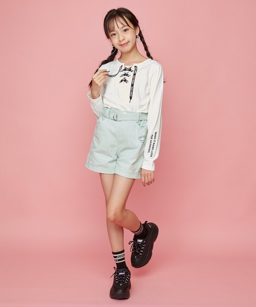 JENNI love（ジェニィラブ）の「フロントレースアップロンT（Tシャツ/カットソー・キッズ・オフホワイト/ブラック/ミント・130cm/140cm/150cm/160cm）」の19枚目の写真