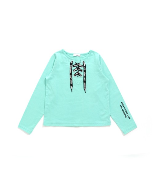 JENNI love（ジェニィラブ）の「フロントレースアップロンT（Tシャツ/カットソー・キッズ・オフホワイト/ブラック/ミント・130cm/140cm/150cm/160cm）」の10枚目の写真