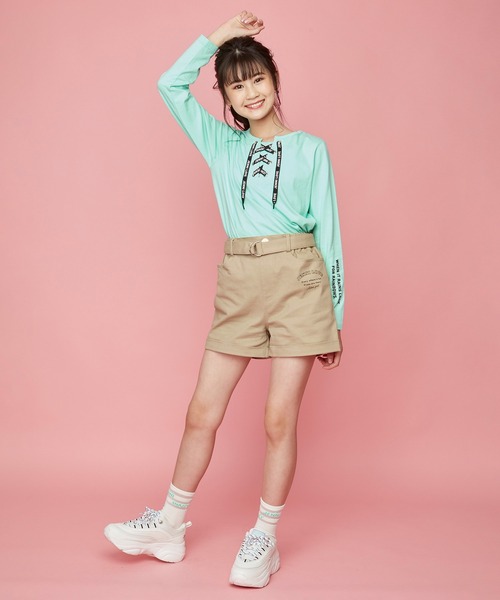 JENNI love（ジェニィラブ）の「フロントレースアップロンT（Tシャツ/カットソー・キッズ・オフホワイト/ブラック/ミント・130cm/140cm/150cm/160cm）」の5枚目の写真