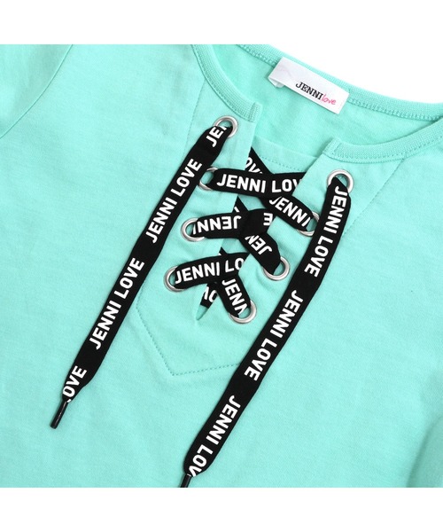 JENNI love（ジェニィラブ）の「フロントレースアップロンT（Tシャツ/カットソー・キッズ・オフホワイト/ブラック/ミント・130cm/140cm/150cm/160cm）」の13枚目の写真