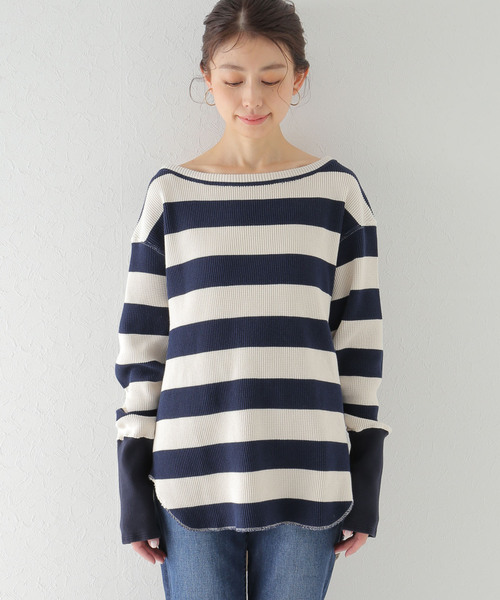 plage(プラージュ)の「Slow waffle プルオーバー◆(Tシャツ/カットソー・レディース・ホワイト/ネイビー・FREE)」の7枚目の写真