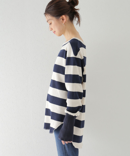 plage(プラージュ)の「Slow waffle プルオーバー◆(Tシャツ/カットソー・レディース・ホワイト/ネイビー・FREE)」の8枚目の写真