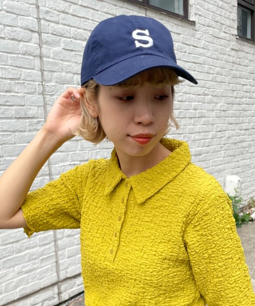 CIAOPANIC(チャオパニック)の「イニシャルキャップ(キャップ・レディース・ダークグリーン/ベージュ/ネイビー/サーモンピンク/グリーン/ピンク/ブラック・FREE)」の5枚目の写真