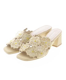 フラワー刺繍ミュールサンダル(204-52789)JELLY BEANS(ジェリービーンズ)