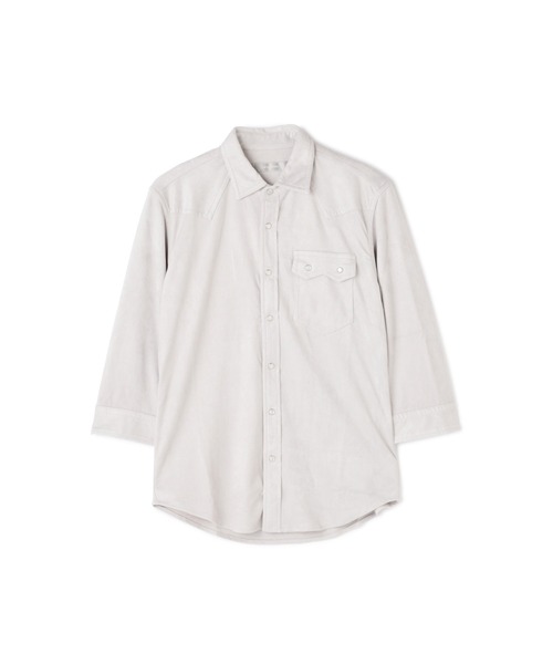 HIGH STREET（ハイストリート）の「HIGH STREET∴ポリエステルスエード七分袖ウエスタン風シャツ（シャツ/ブラウス・メンズ・アイボリー/ピンク/グレー系その他・L/M/S）」の2枚目の写真