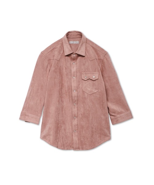 HIGH STREET（ハイストリート）の「HIGH STREET∴ポリエステルスエード七分袖ウエスタン風シャツ（シャツ/ブラウス・メンズ・アイボリー/ピンク/グレー系その他・L/M/S）」の3枚目の写真