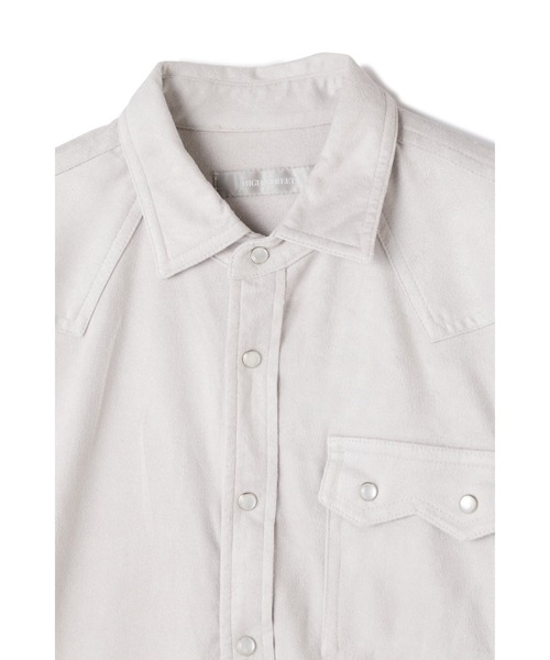 HIGH STREET（ハイストリート）の「HIGH STREET∴ポリエステルスエード七分袖ウエスタン風シャツ（シャツ/ブラウス・メンズ・アイボリー/ピンク/グレー系その他・L/M/S）」の5枚目の写真