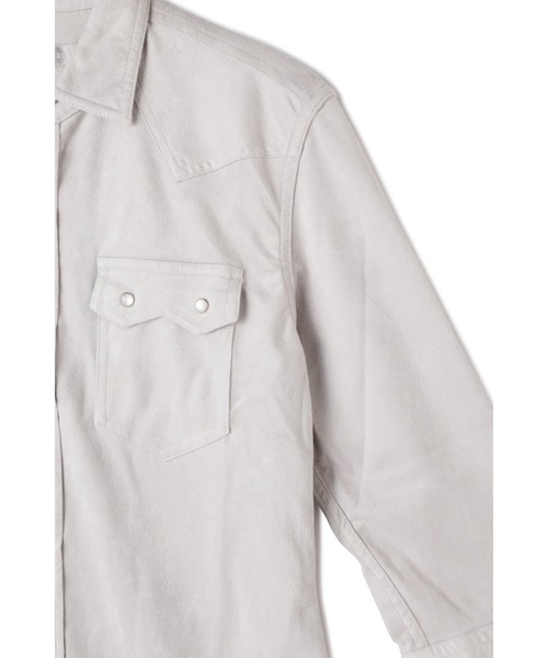 HIGH STREET（ハイストリート）の「HIGH STREET∴ポリエステルスエード七分袖ウエスタン風シャツ（シャツ/ブラウス・メンズ・アイボリー/ピンク/グレー系その他・L/M/S）」の6枚目の写真