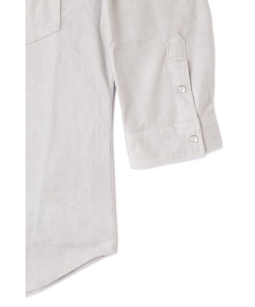 HIGH STREET（ハイストリート）の「HIGH STREET∴ポリエステルスエード七分袖ウエスタン風シャツ（シャツ/ブラウス・メンズ・アイボリー/ピンク/グレー系その他・L/M/S）」の7枚目の写真