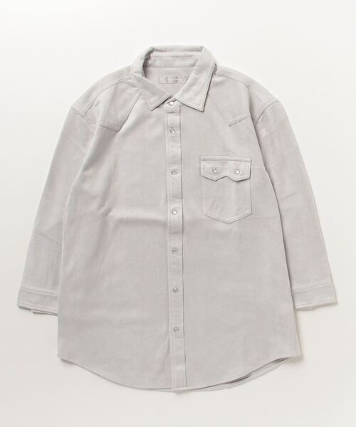 HIGH STREET（ハイストリート）の「HIGH STREET∴ポリエステルスエード七分袖ウエスタン風シャツ（シャツ/ブラウス・メンズ・アイボリー/ピンク/グレー系その他・L/M/S）」の22枚目の写真