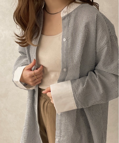 apres jour clair(アプレジュールクレア)の「【apres jour clair】アソートバンドカラーシャツ【ZOZOTOWN限定アイテム】(シャツ/ブラウス・レディース・ベージュ/ネイビー/アイボリー/ブラウン系その他・X-LARGE/フリー)」の4枚目の写真