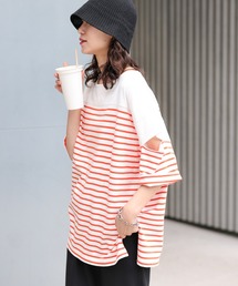 CIAOPANIC TYPY | カラーボーダーカットアウトトップス(Tシャツ/カットソー)