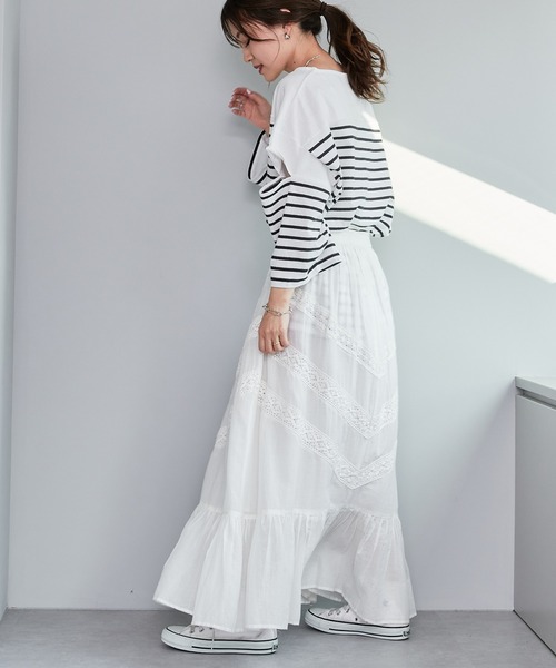 CIAOPANIC TYPY（チャオパニックティピー）の「カラーボーダーカットアウトトップス（Tシャツ/カットソー・レディース・ブラック/ブルー/オレンジ/ピンク・ONE SIZE）」の13枚目の写真