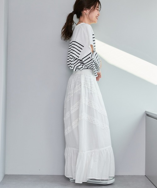 CIAOPANIC TYPY（チャオパニックティピー）の「カラーボーダーカットアウトトップス（Tシャツ/カットソー・レディース・ブラック/ブルー/オレンジ/ピンク・ONE SIZE）」の6枚目の写真