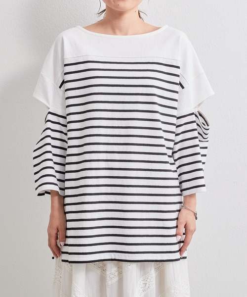 CIAOPANIC TYPY（チャオパニックティピー）の「カラーボーダーカットアウトトップス（Tシャツ/カットソー・レディース・ブラック/ブルー/オレンジ/ピンク・ONE SIZE）」の21枚目の写真