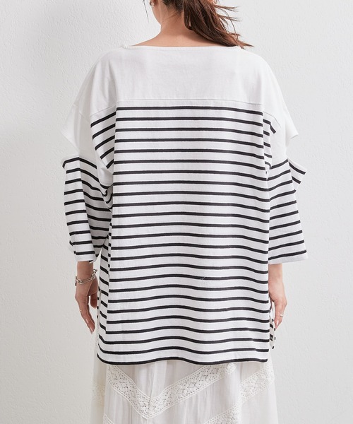 CIAOPANIC TYPY（チャオパニックティピー）の「カラーボーダーカットアウトトップス（Tシャツ/カットソー・レディース・ブラック/ブルー/オレンジ/ピンク・ONE SIZE）」の14枚目の写真