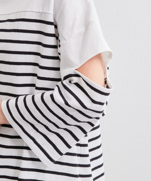 CIAOPANIC TYPY（チャオパニックティピー）の「カラーボーダーカットアウトトップス（Tシャツ/カットソー・レディース・ブラック/ブルー/オレンジ/ピンク・ONE SIZE）」の9枚目の写真