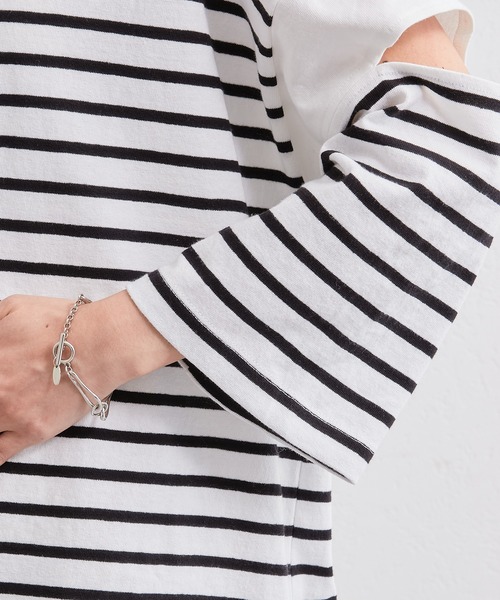 CIAOPANIC TYPY（チャオパニックティピー）の「カラーボーダーカットアウトトップス（Tシャツ/カットソー・レディース・ブラック/ブルー/オレンジ/ピンク・ONE SIZE）」の11枚目の写真