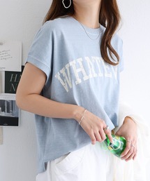 ピグメントフレンチスリーブかすれロゴTシャツ