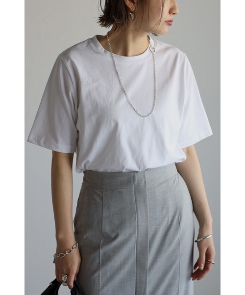 Bonjour Sagan（ボンジュールサガン）の「バックナンバープリントT（Tシャツ/カットソー・レディース・ホワイト/ベージュ/ネイビー/ダークグレー・FREE）」の14枚目の写真