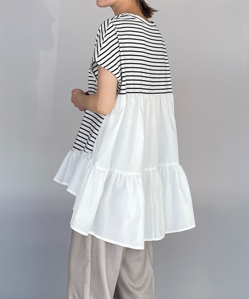 PICCIN（ピッチン）の「裾フリルカット切替えプルオーバー（Tシャツ/カットソー・レディース・ブラック/ネイビー/イエロー・M/L）」の3枚目の写真