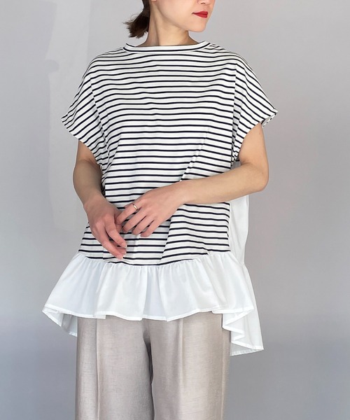 PICCIN（ピッチン）の「裾フリルカット切替えプルオーバー（Tシャツ/カットソー・レディース・ブラック/ネイビー/イエロー・M/L）」の6枚目の写真