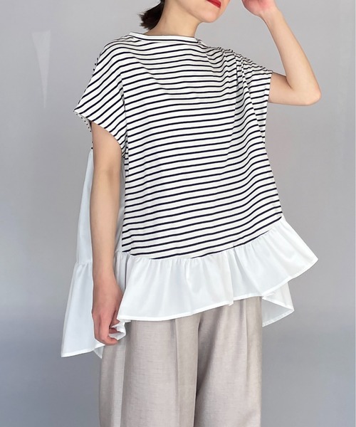 PICCIN（ピッチン）の「裾フリルカット切替えプルオーバー（Tシャツ/カットソー・レディース・ブラック/ネイビー/イエロー・M/L）」の9枚目の写真