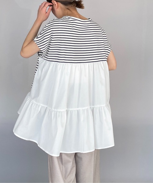 PICCIN（ピッチン）の「裾フリルカット切替えプルオーバー（Tシャツ/カットソー・レディース・ブラック/ネイビー/イエロー・M/L）」の8枚目の写真