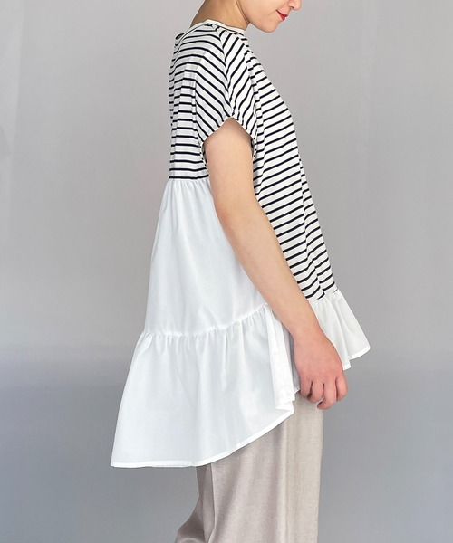 PICCIN（ピッチン）の「裾フリルカット切替えプルオーバー（Tシャツ/カットソー・レディース・ブラック/ネイビー/イエロー・M/L）」の7枚目の写真