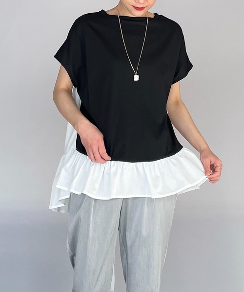 PICCIN（ピッチン）の「裾フリルカット切替えプルオーバー（Tシャツ/カットソー・レディース・ブラック/ネイビー/イエロー・M/L）」の15枚目の写真