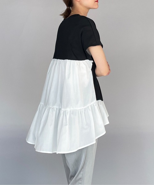 PICCIN（ピッチン）の「裾フリルカット切替えプルオーバー（Tシャツ/カットソー・レディース・ブラック/ネイビー/イエロー・M/L）」の16枚目の写真