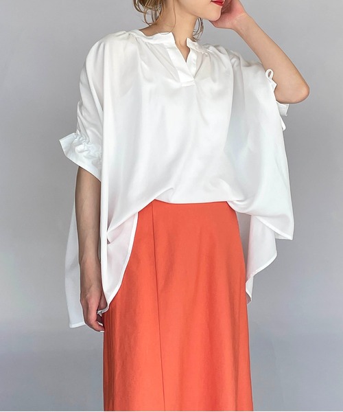 PICCIN（ピッチン）の「スキッパーギャザーブラウス（シャツ/ブラウス・レディース・ブラック/オフホワイト/カーキ・M）」の17枚目の写真