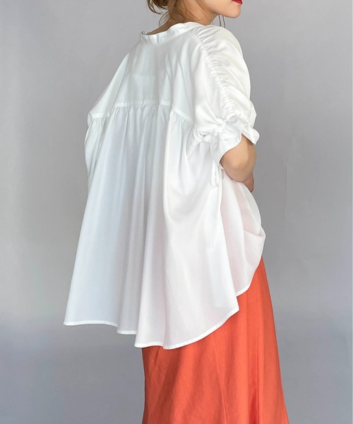 PICCIN（ピッチン）の「スキッパーギャザーブラウス（シャツ/ブラウス・レディース・ブラック/オフホワイト/カーキ・M）」の19枚目の写真